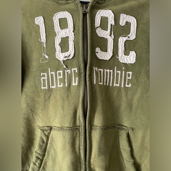 Old school Abercrombie & Fitch Zip Up Hoodie (Olive Green) - Picture 2 of 9